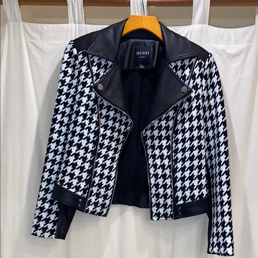 Insight Black and White Houndstooth Moto Jacket -Size 4 & 14 only